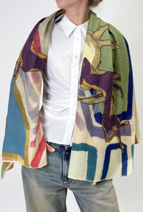 EMBROIDERED TIE DYE Scarf, Multicolor from ODEEH 