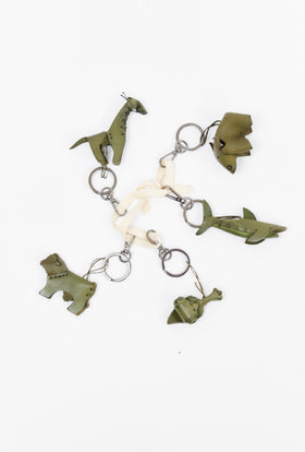 Leather Accessoires / Animal Keychain, Dark Olive from ODEEH 