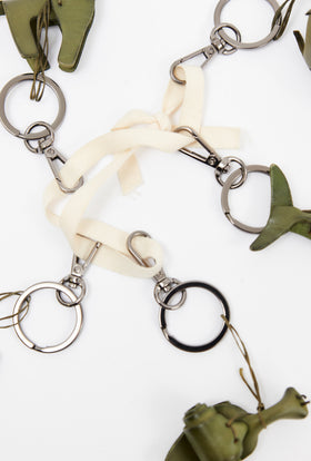 Leather Accessoires / Animal Keychain, Dark Olive from ODEEH 