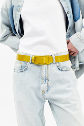 Shiny Leather Gürtel, Indian Yellow from ODEEH 