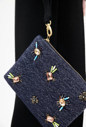 Heavy Wool Denim Clutch, Ink from ODEEH 