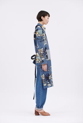 Cats & Tigers Gabardine Schürze, Steel Blue from ODEEH 