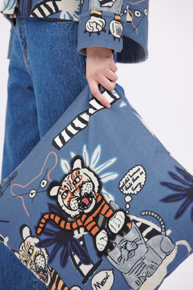 Cats & Tigers Gabardine Kissen, Steel Blue from ODEEH 