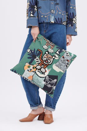 Cats & Tigers Gabardine Kissen, Opal Green from ODEEH 