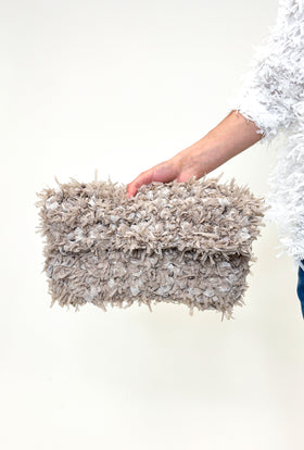FRINGY TAPES Clutch, Greige from ODEEH 