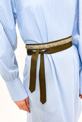 Rhinestone Belt, Olive from ODEEH 