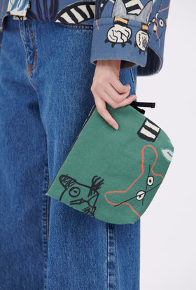 Cats & Tigers Gabardine Bag, Opal Green from ODEEH 