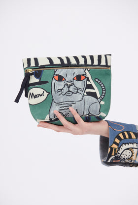 Cats & Tigers Gabardine Bag, Opal Green from ODEEH 