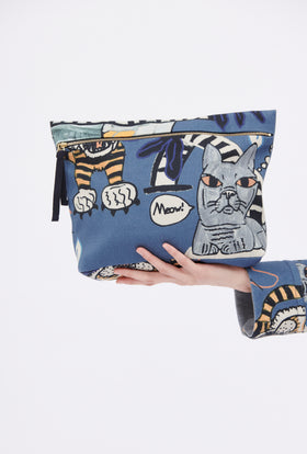 Cats & Tigers Gabardine Bag, Steel Blue from ODEEH 