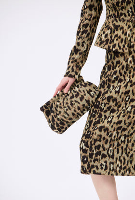 Jacquard Leo Clutch, Brown Olive from ODEEH 