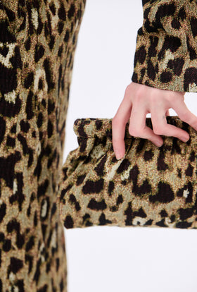 Jacquard Leo Clutch, Brown Olive from ODEEH 