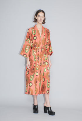 Folklore Flowers Twill Kimono, Tangerine from ODEEH 