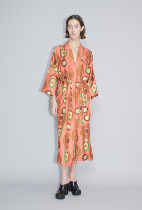 Folklore Flowers Twill Kimono, Tangerine from ODEEH 