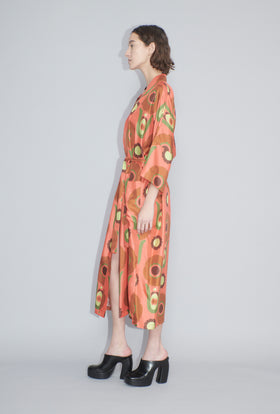 Folklore Flowers Twill Kimono, Tangerine from ODEEH 