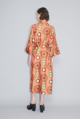 Folklore Flowers Twill Kimono, Tangerine from ODEEH 