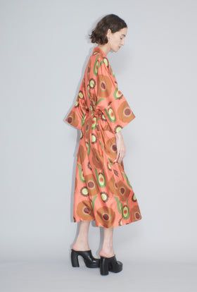 Folklore Flowers Twill Kimono, Tangerine from ODEEH 