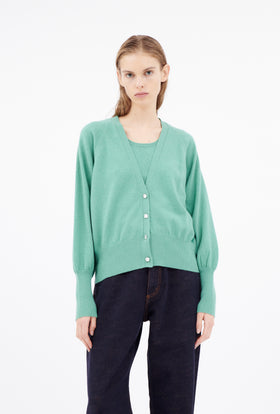 Light Cashmere Cardigan, Mermaid Green from ODEEH 