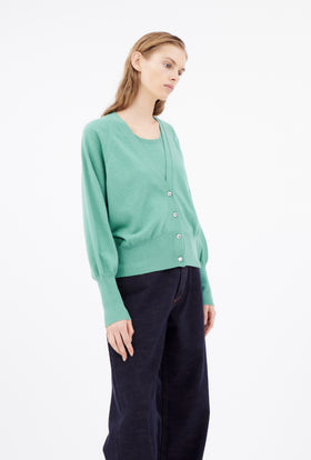 Light Cashmere Cardigan, Mermaid Green from ODEEH 