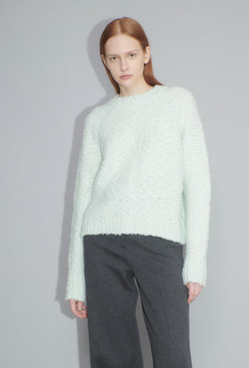 Fluffy Wick-Yarn Pullover, Ice Green from ODEEH 
