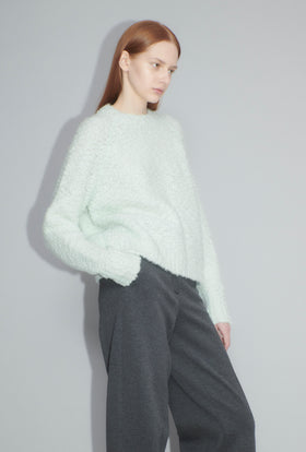 Fluffy Wick-Yarn Pullover, Ice Green from ODEEH 