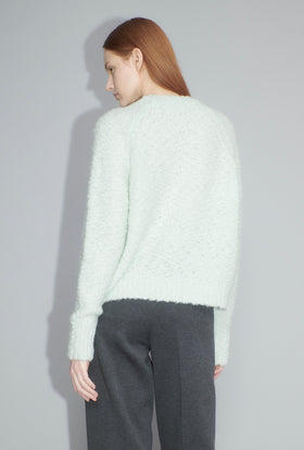 Fluffy Wick-Yarn Pullover, Ice Green from ODEEH 