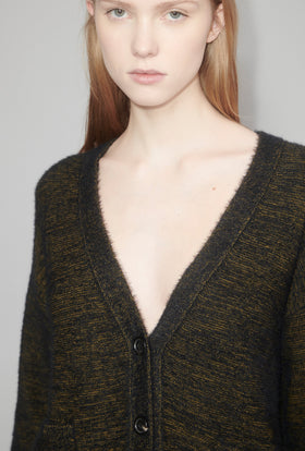 HAIRY JASPE Cardigan, Dark Olive from ODEEH 