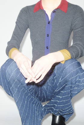 Stretch Merino Cardigan, Charcoal from ODEEH 