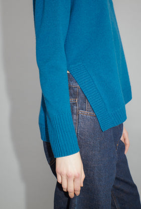 Cash-Wool Mix Pullover, Mountain Blue from ODEEH 
