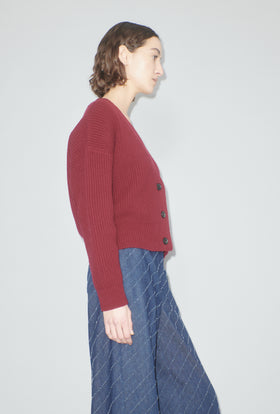 Cash-Wool Mix Cardigan, Merlot from ODEEH 
