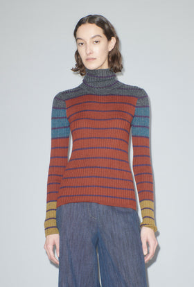Placed Stripe Pullover, Dark Copper from ODEEH 