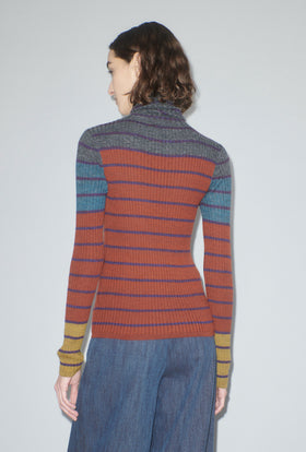 Placed Stripe Pullover, Dark Copper from ODEEH 