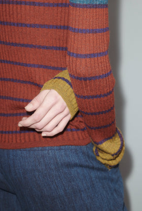 Placed Stripe Pullover, Dark Copper from ODEEH 