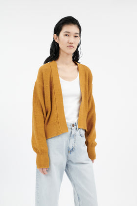 Twisted Bouclé Cardigan, Caramel from ODEEH 
