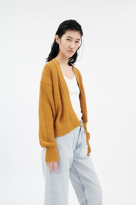 Twisted Bouclé Cardigan, Caramel from ODEEH 