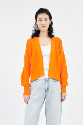 Twisted Bouclé Cardigan, Sunny Orange from ODEEH 