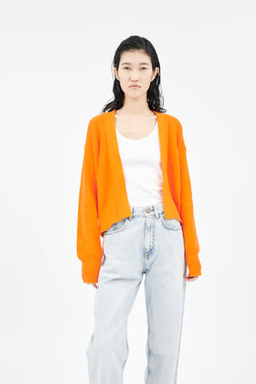 Twisted Bouclé Cardigan, Sunny Orange from ODEEH 