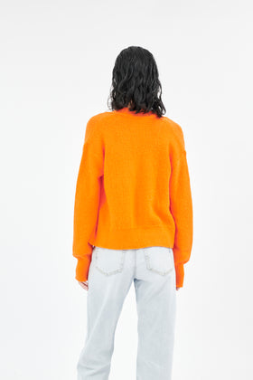 Twisted Bouclé Cardigan, Sunny Orange from ODEEH 