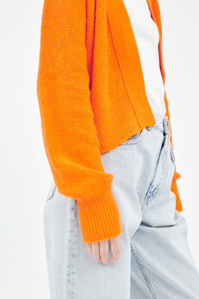 Twisted Bouclé Cardigan, Sunny Orange from ODEEH 