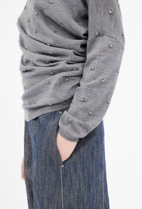 Merino Extrafine Pullover, Heather Grey from ODEEH 