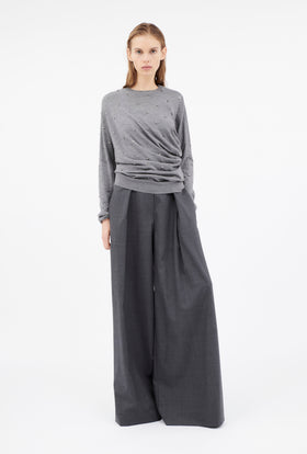 Merino Extrafine Pullover, Heather Grey from ODEEH 