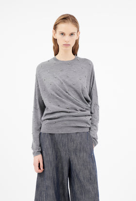 Merino Extrafine Pullover, Heather Grey from ODEEH 