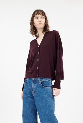 MERINO EXTRAFINE Cardigan, Bordeaux from ODEEH 