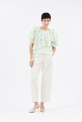Gauze Vichy Bluse, Glass Green from ODEEH 