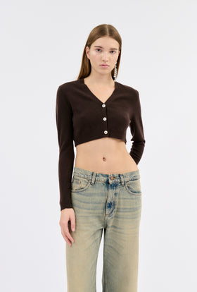 Light Cashmere Cardigan, Chocolate from ODEEH 