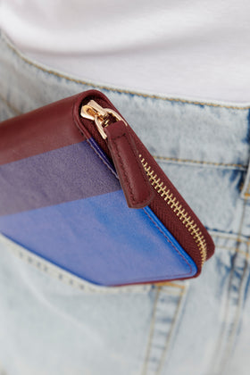 Hand Painted Leather Zip Burse, Chestnut from ODEEH 