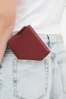 Hand Painted Leather Zip Burse, Chestnut from ODEEH 