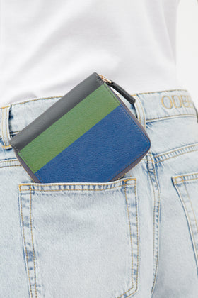 Hand Painted Leather Zip Burse, Steel from ODEEH 