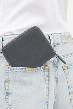 Hand Painted Leather Zip Burse, Steel from ODEEH 