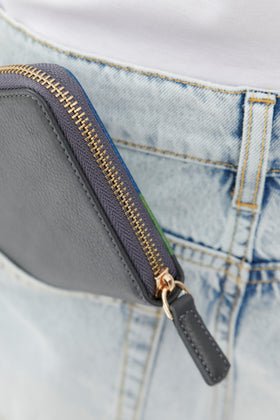 Hand Painted Leather Zip Burse, Steel from ODEEH 