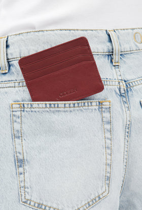 Hand Painted Leather Card Holder, Chestnut from ODEEH 
